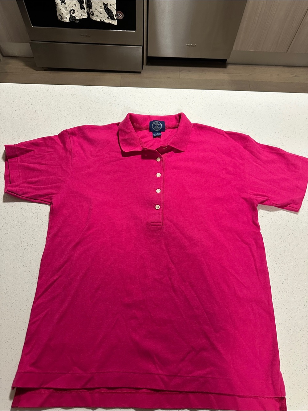 GAP Women’s Button-Down Polo in Bright Pink